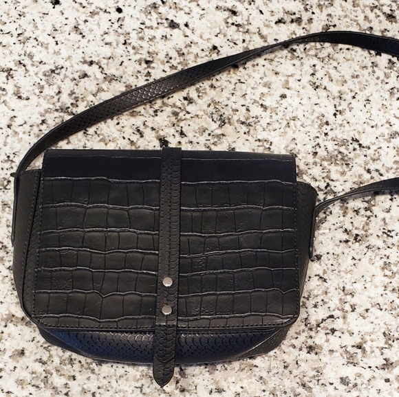 Express Black Faux Leather Pattern Crossbo… - Picture 2 of 6